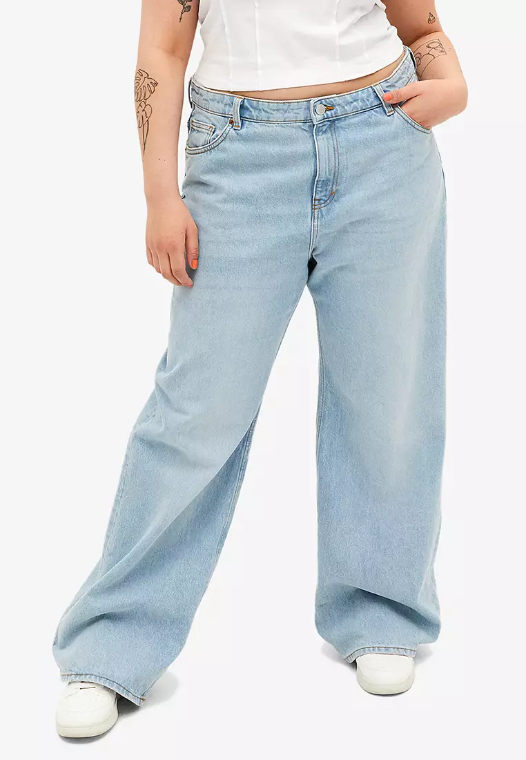 Monki Relaxed fit jeans - blue medium dusty/blue denim 