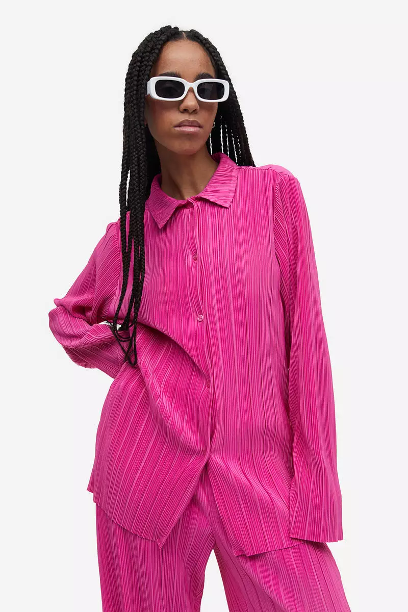 Buy H&M Oversized pleated shirt Online ZALORA Malaysia