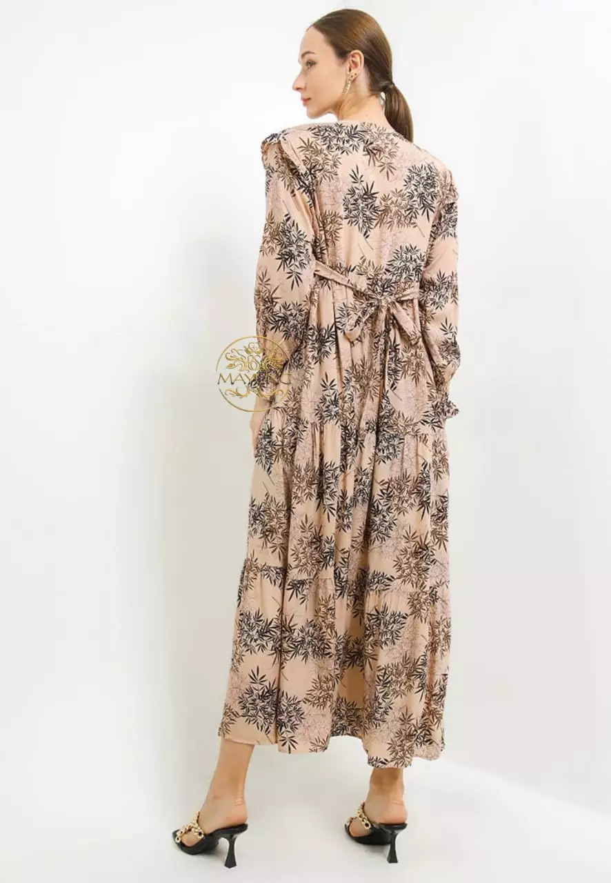 Dress Smok Susun V2 Coklat Muda | Gamis | Long Dress Modern Premium MYA