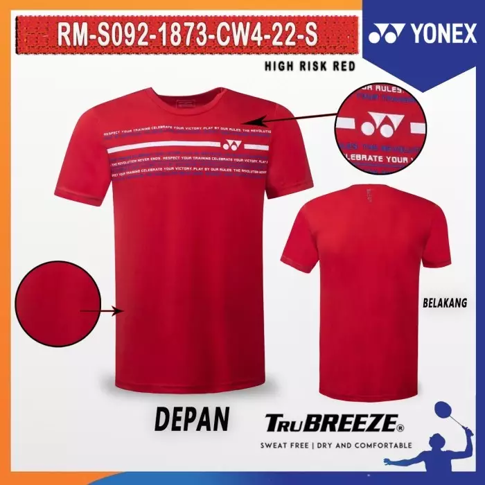 KAOS / JERSEY YONEX BADMINTON COMFORT WEAR RM 1873 /RM1873 CW4 - RED