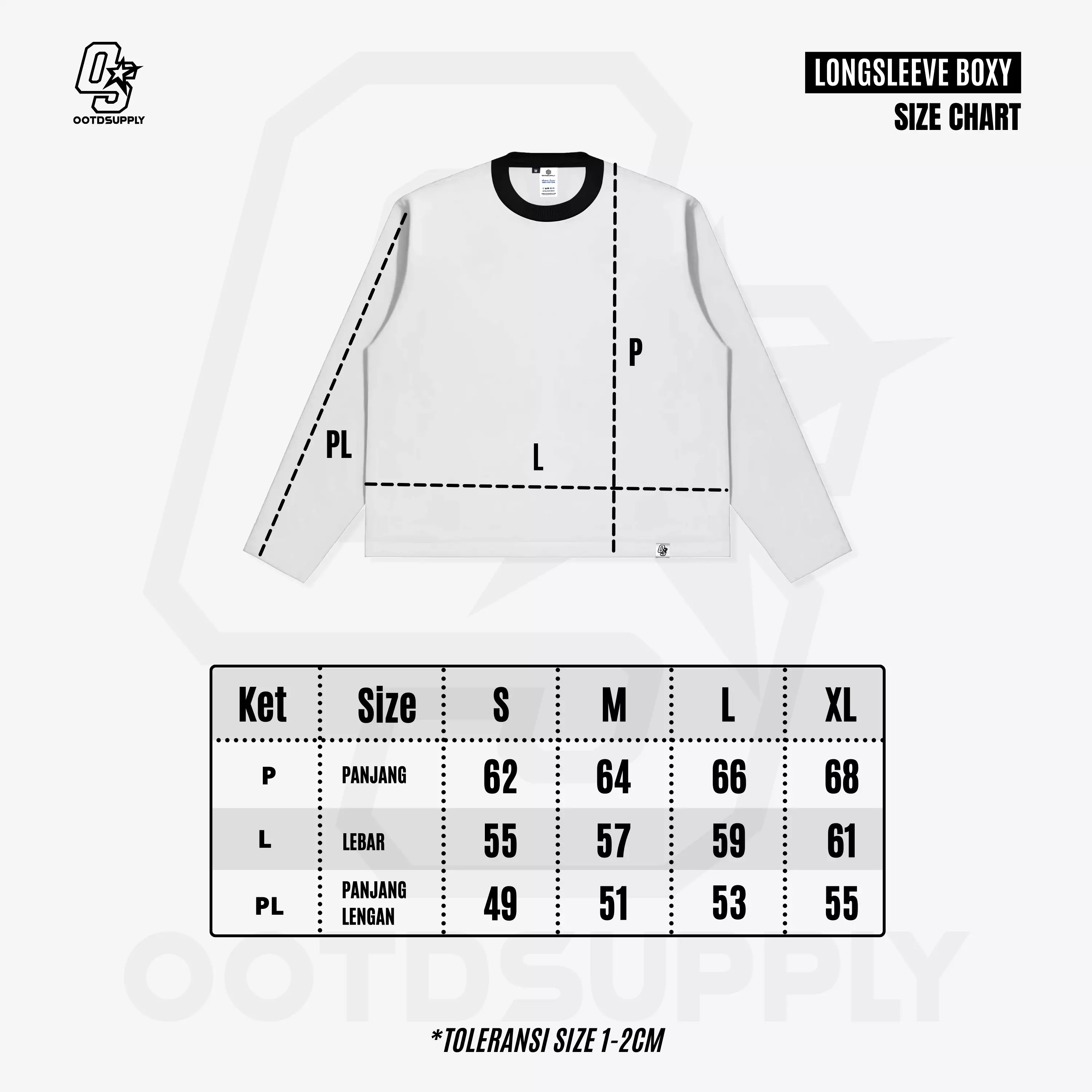 OOTDSUPPLY Longsleeve Boxy Double Stripe Classic 24 White & Dark Brown l Oversize T-Shirt Lengan Panjang l Kaos Kerah I Kaos Stripe | LSBX001