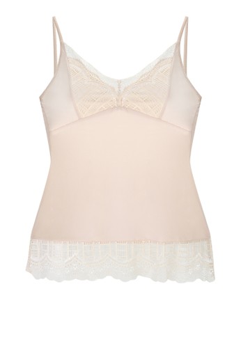 Camisole in Lace-Silk Sexy Camisol with Lace-Brown