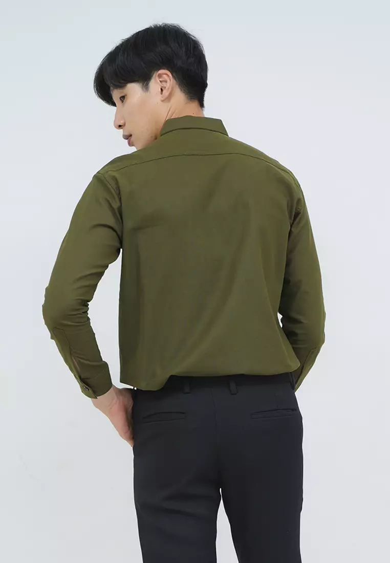 Kemeja lengan panjang pria formal slim fit army houseofcuff