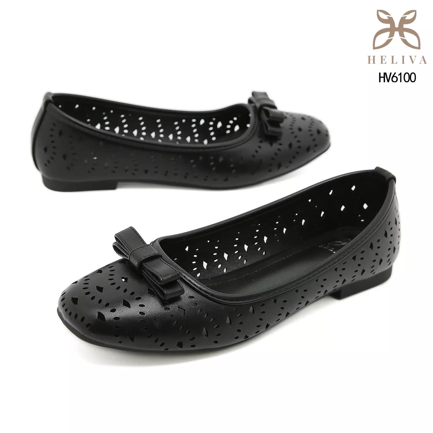 Heliva Lovina Laser-Cut Ballerina Flats with Sweet Bow Accent HV6100