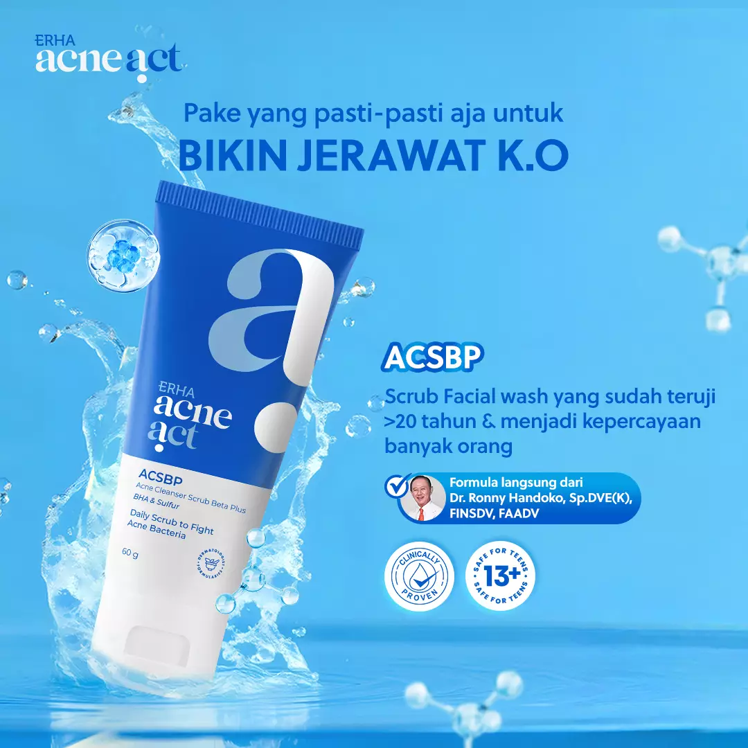 ERHA Acneact ACSBP (Acne Cleanser Scrub Beta Plus) 60g - Sabun Wajah Scrub Kulit Jerawat BHA Sulfur