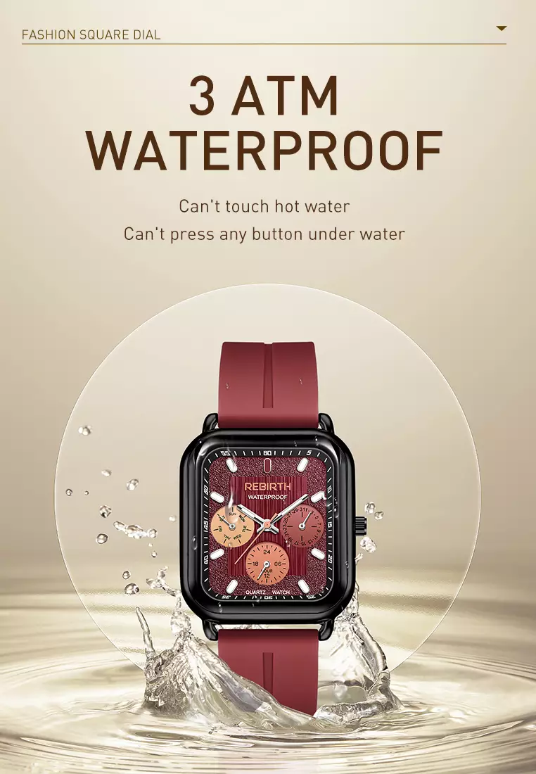 Jam Tangan Wanita Anti Air Korea Elegan Kemewahan Original Tali Silikon Jam Tangan Cewek Original red