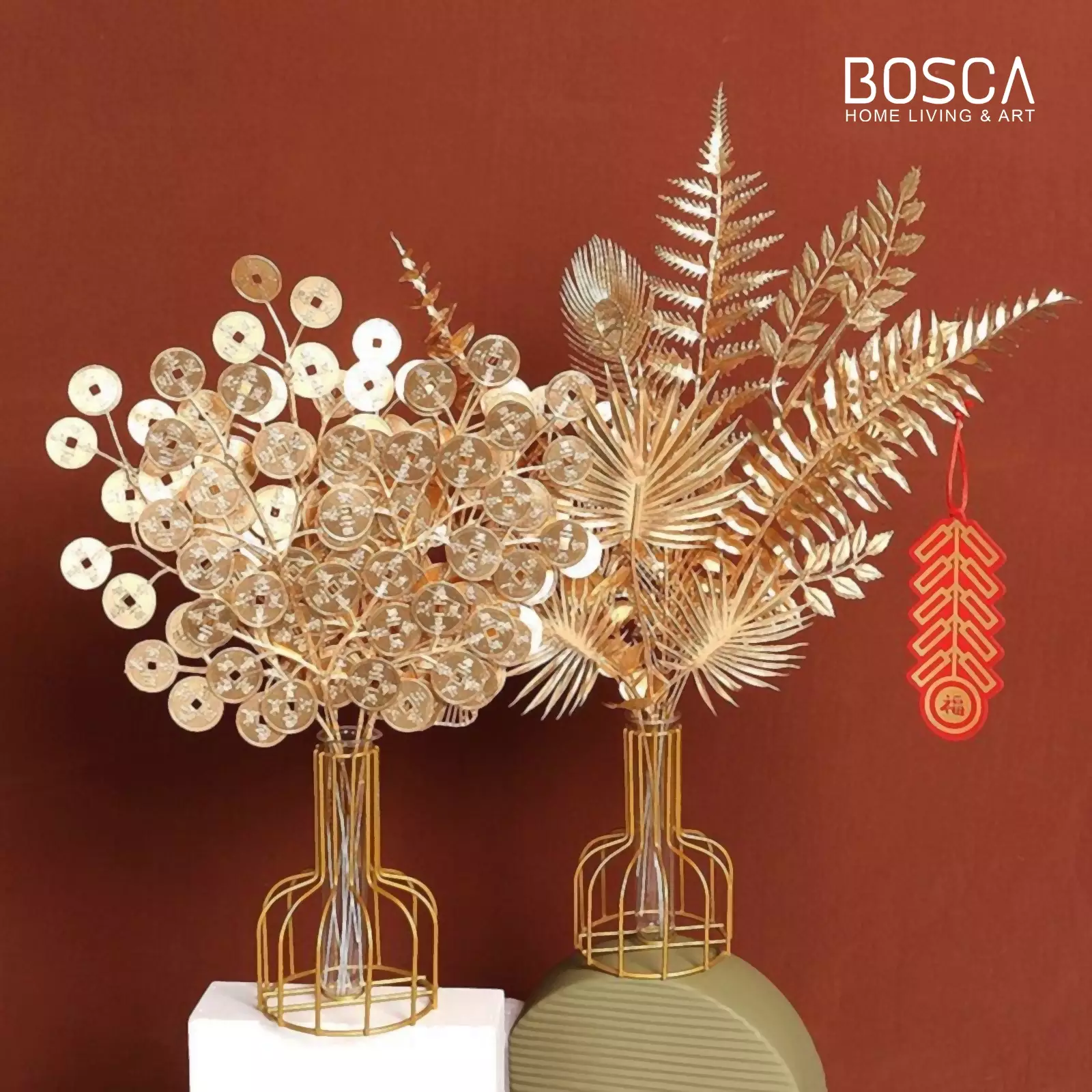 Jual Bosca Living New Year Artificial Flower Gold / Hiasan Daun Gold ...