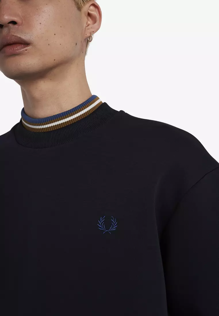 Buy Fred Perry Fred Perry M4632 Knitted Rib Sweatshirt Navy 2024