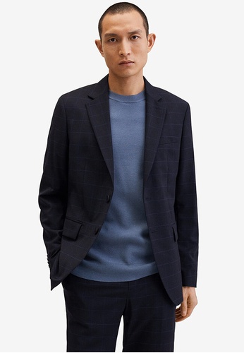 MANGO Man blue Slim Fit Virgin Wool Suit Blazer CBDFEAA95321C7GS_1