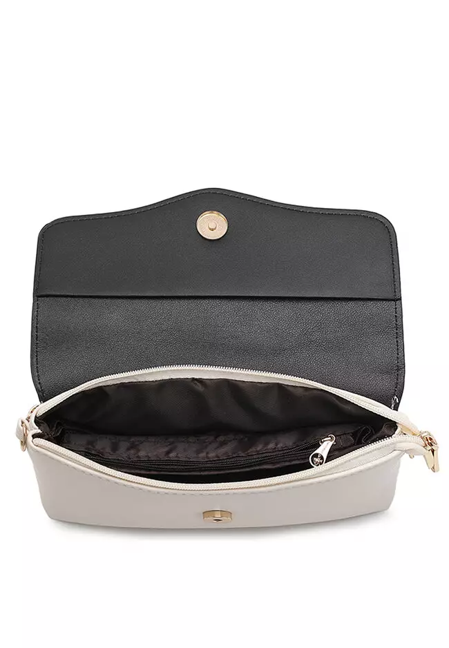 Faux Leather Sling Bag / Crossbody Bag - Beige