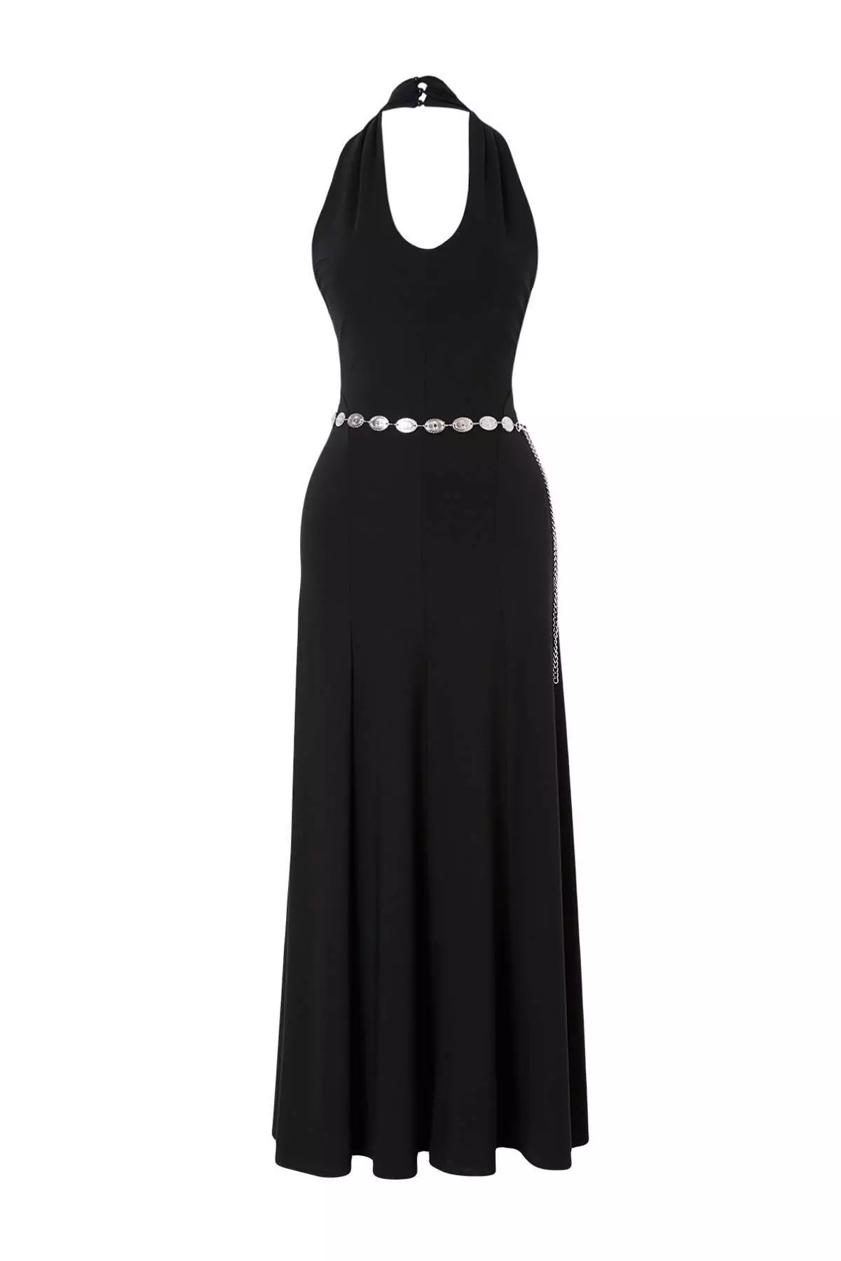 Trendyol Studio Collection Black Waist Opening Belted Sleeveless Stretch Knitted Dress Twoss26El391
