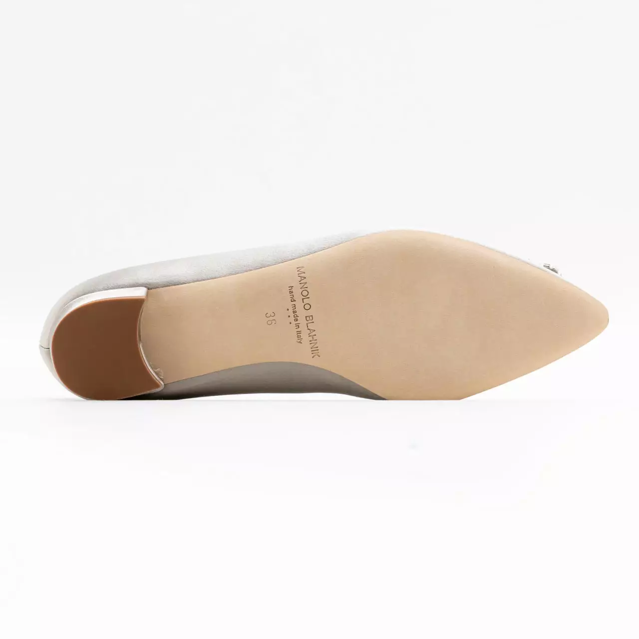 Hangisi Flat Satin CLC Crystal Buckle Ballerinas Light Grey