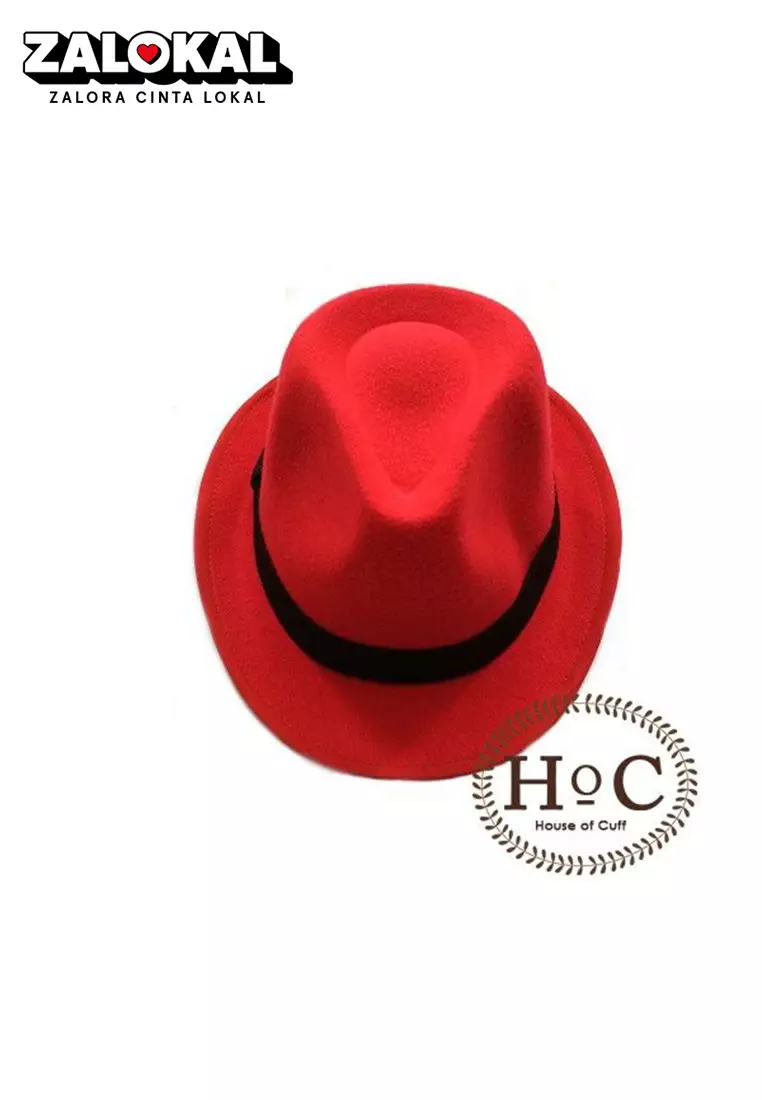 Topi Fedora Hat Laken Hitam