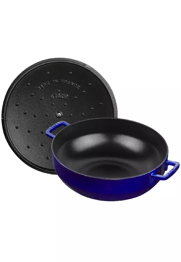 STAUB Staub Cast Iron 28cm Bouillabaisse Dark Blue with Fish Lid Knob ...