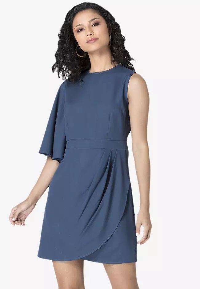 Slate blue dress with sleeves on sale