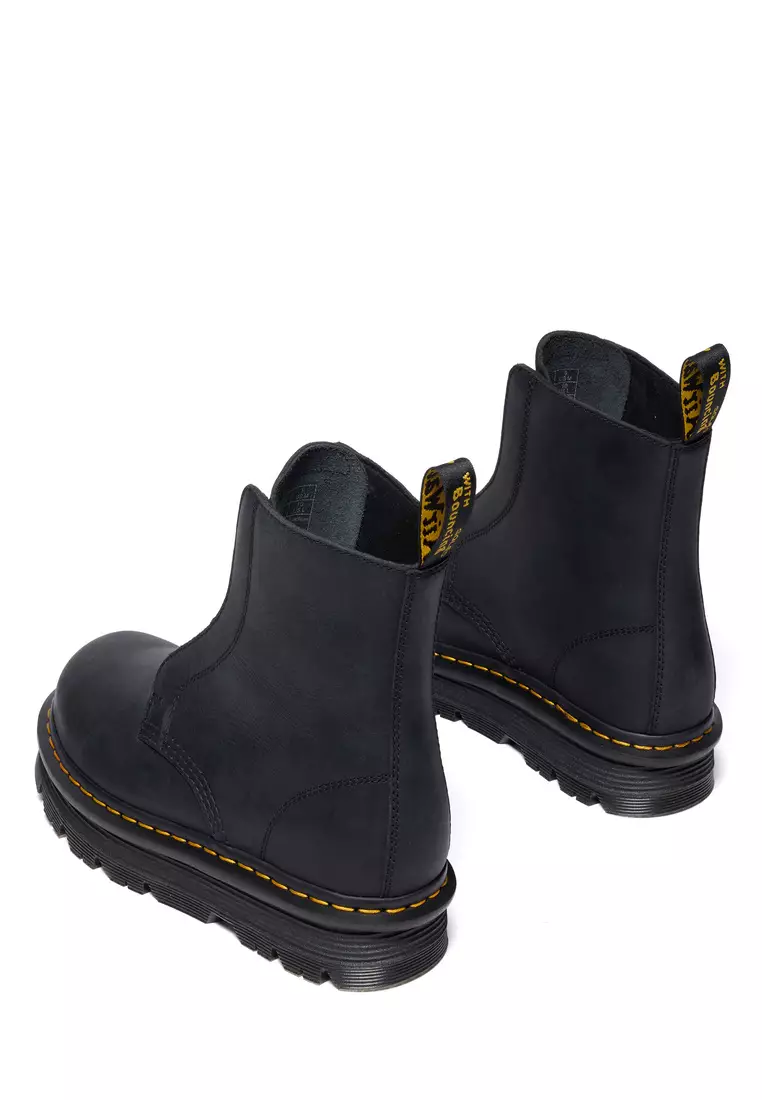 Zebzag Laceless Slip On Leather Black Boots - Women