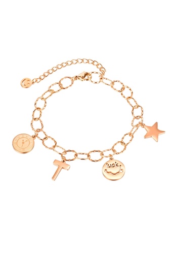 Air Jewellery gold Luxurious Smiley Face, Star & Clock Bracelet In Rose Gold 2575AAC2AD5F40GS_1