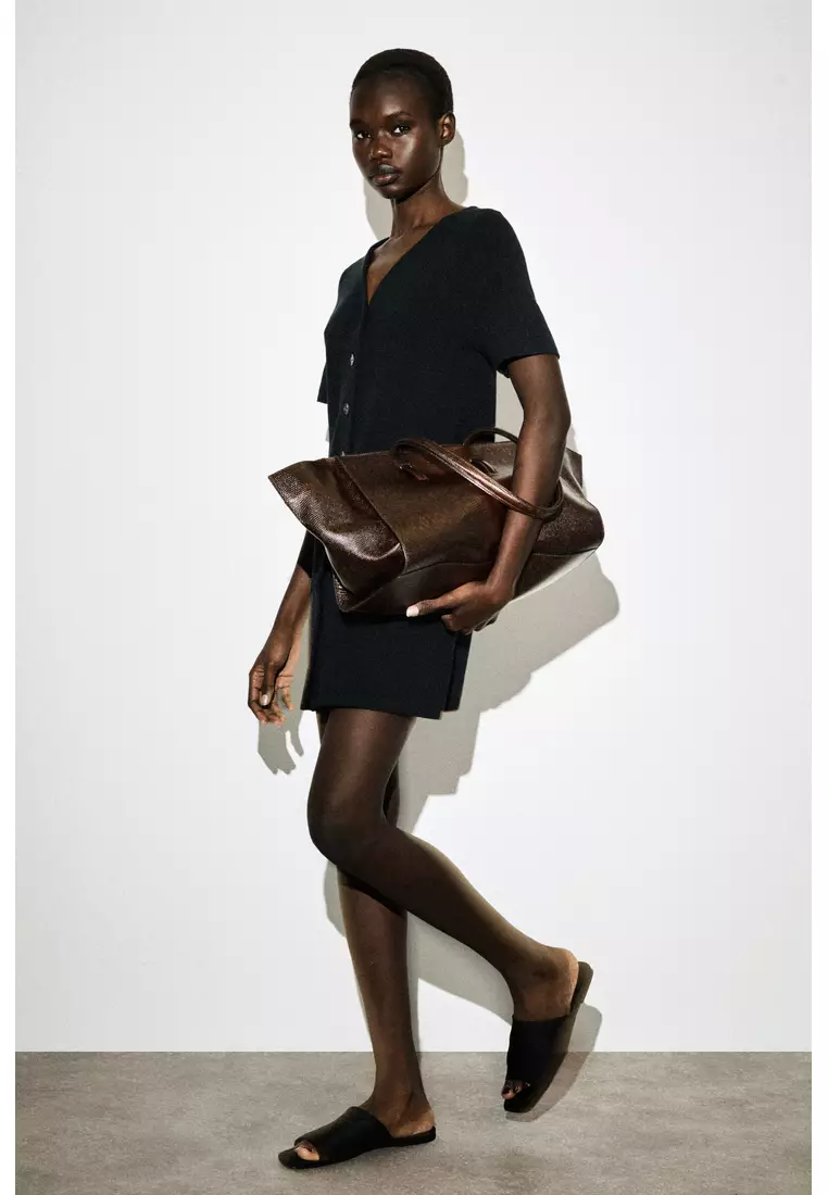 BUTTONED MILANO-KNIT MINI DRESS