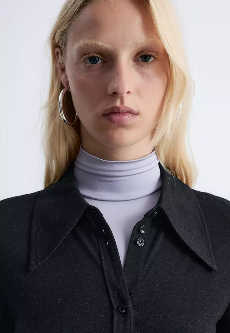 Pointed-Collar Jersey Shirt