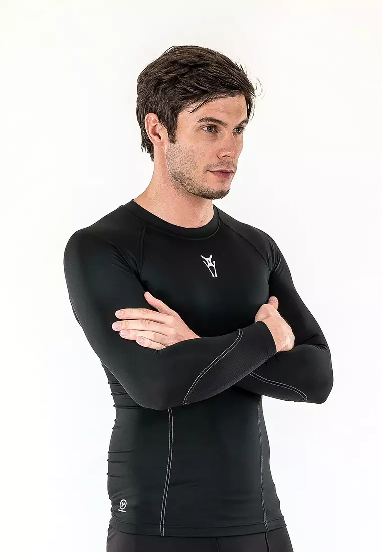 Men Diligent Compression Long Sleeve Top (Black/White)