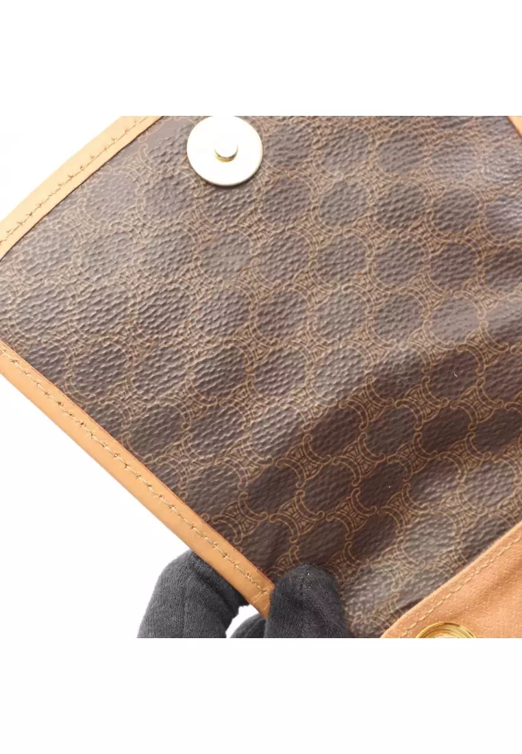 Pre-Loved Celine Macadam Backpack rucksack PVC leather Dark brown light brown