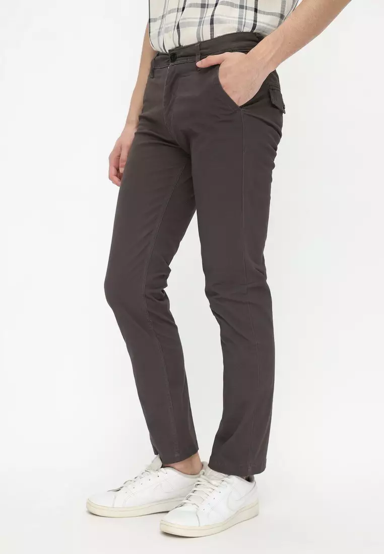 POLICE Celana Chino Panjang Silverstone Cotton Premium Stretch Slim Fit Pria