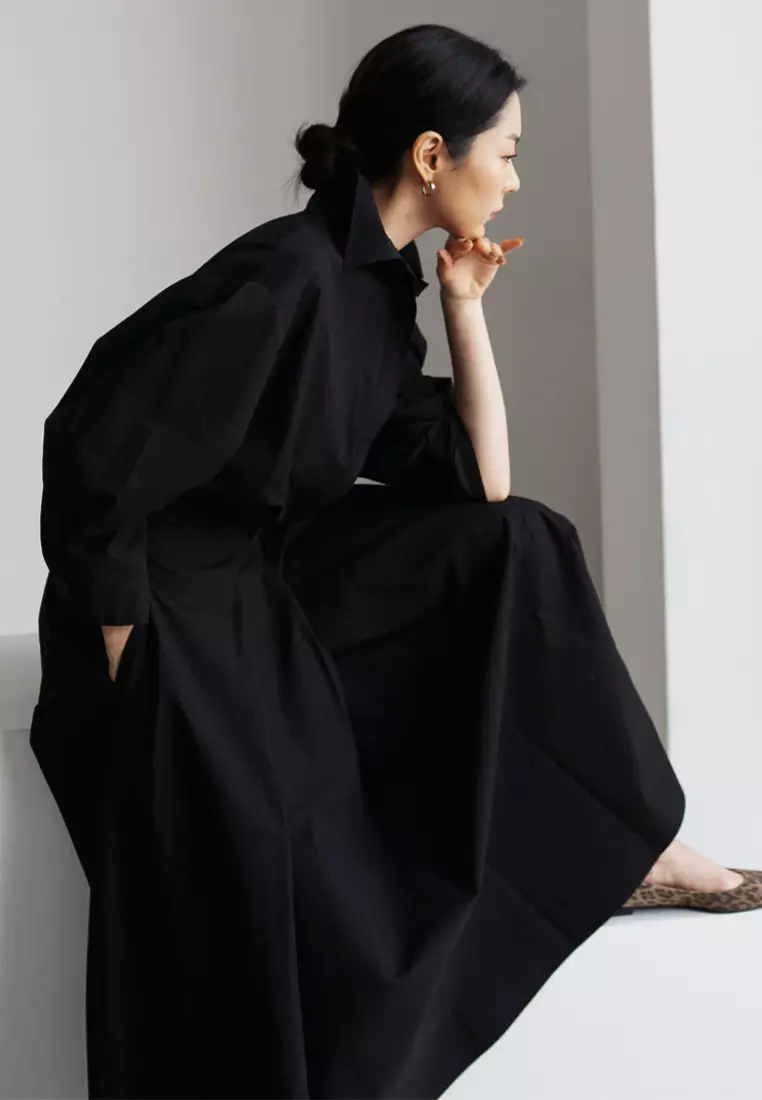 Simple and elegant solid color shirt dress CA101955BK