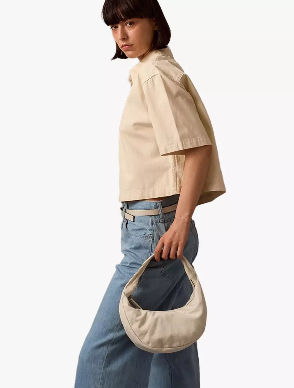 Calvin Klein Allover Monogram Logo Crescent Shoulder Bag