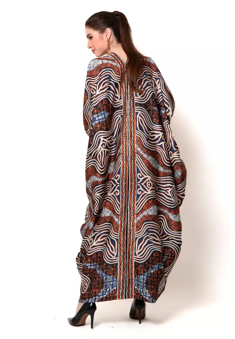 Kanzi Short Sleeve Black and White Batik Kaftan
