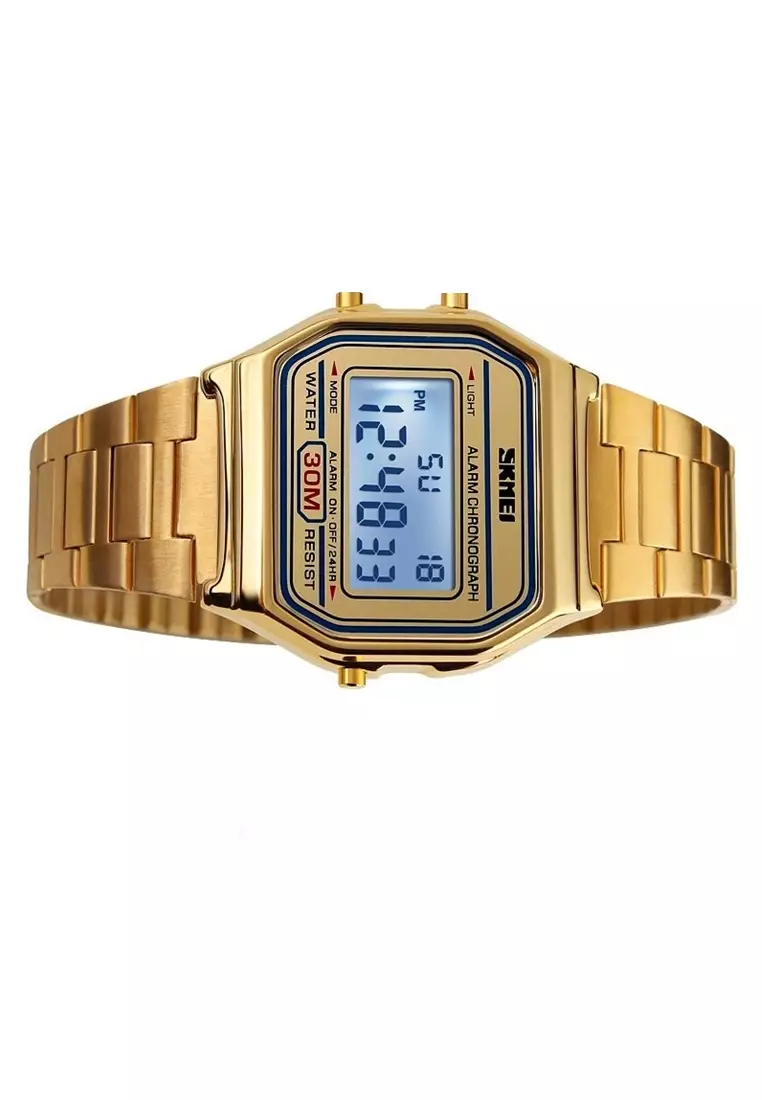 Jam Tangan Kasual Digital Pria Waterproof Many Function Strap Tali Material Stainless Steel WI82 ORIGINAL