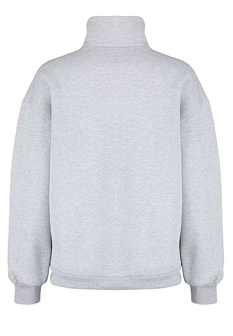 Zipper Printed Sweatshirt