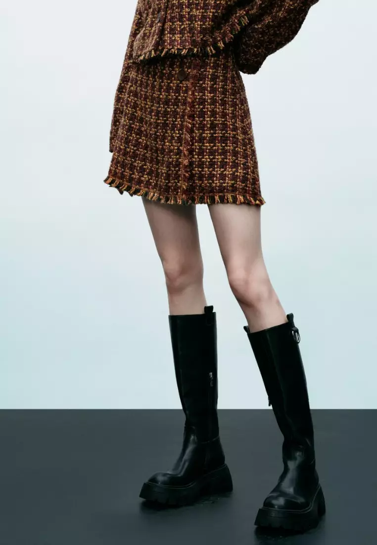 Tweed mini clearance skirt with braces