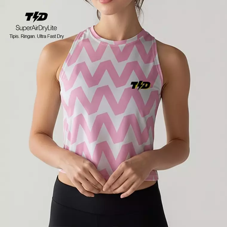 TDACTIVE Crop tank running lari padel superairdrylite "big zigzag" baby pink LSE86