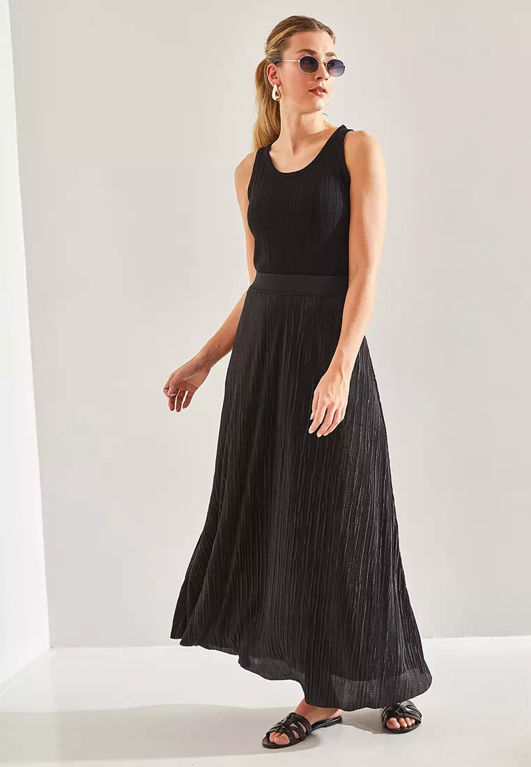 Lurex Elastic Maxi Skirt