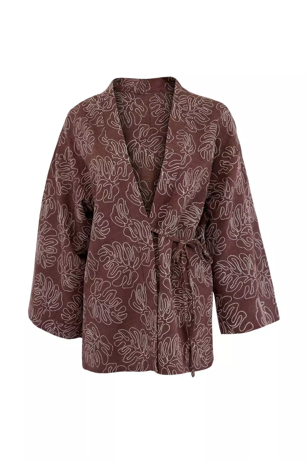 Brown Woven Beach Mini Kimono&Kaftan Tbess25Km3