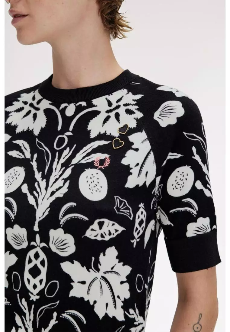 Fred Perry SK9115 Printed Knitted Top (Black)