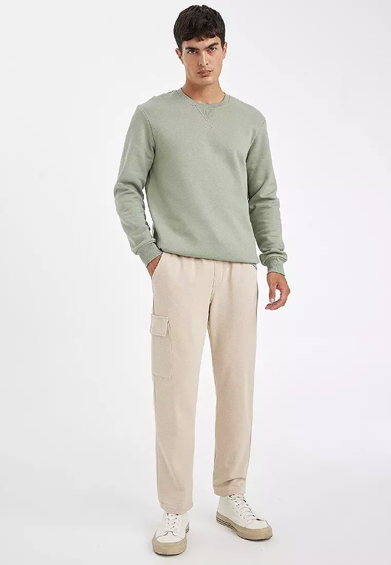 Regular Fit Crew Neck Thick Basic Plain Sweatshirt