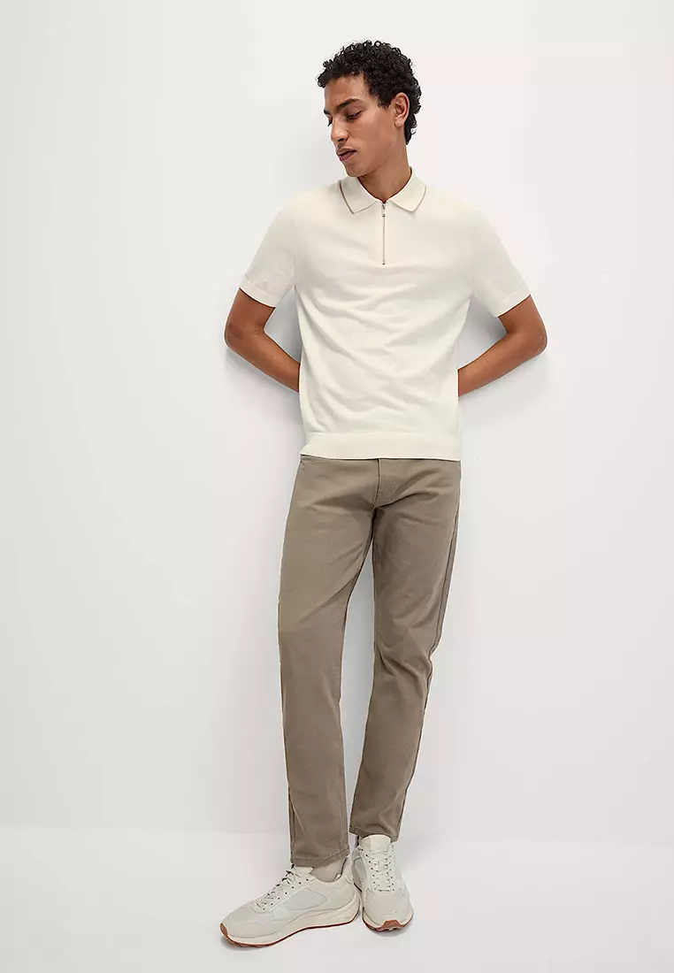 Cotton Rich Half Zip Knitted Polo Shirt