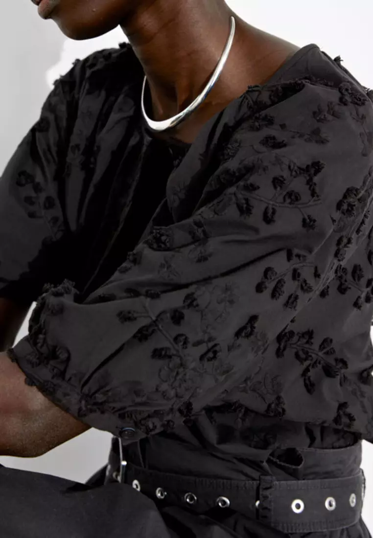 Oversized Puff-Sleeve Blouse