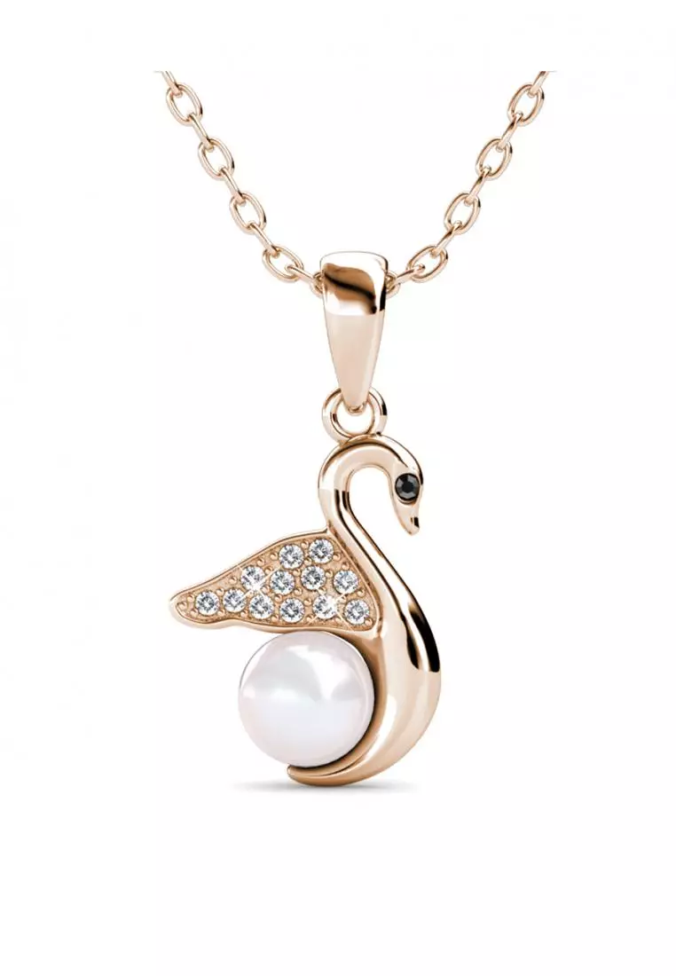 Jane Swan Pendant RG - Kalung Crystal Swarovski by Her Jewellery