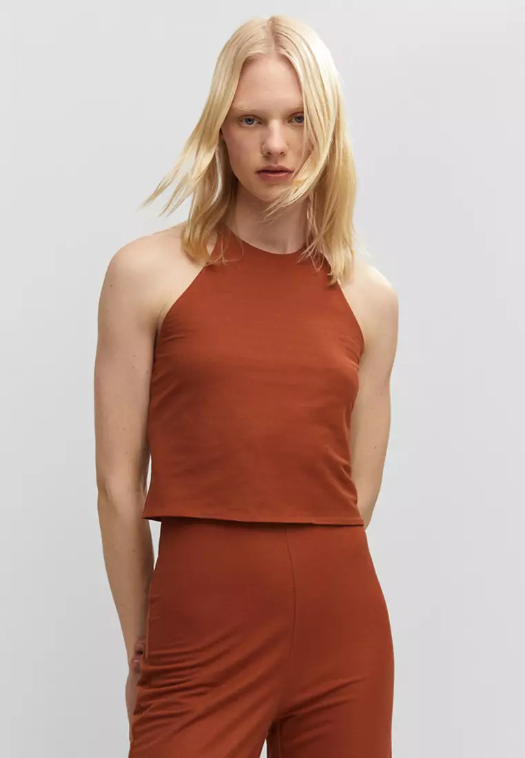 Mango Halter Neck Crop Top 2024, Buy Mango Online