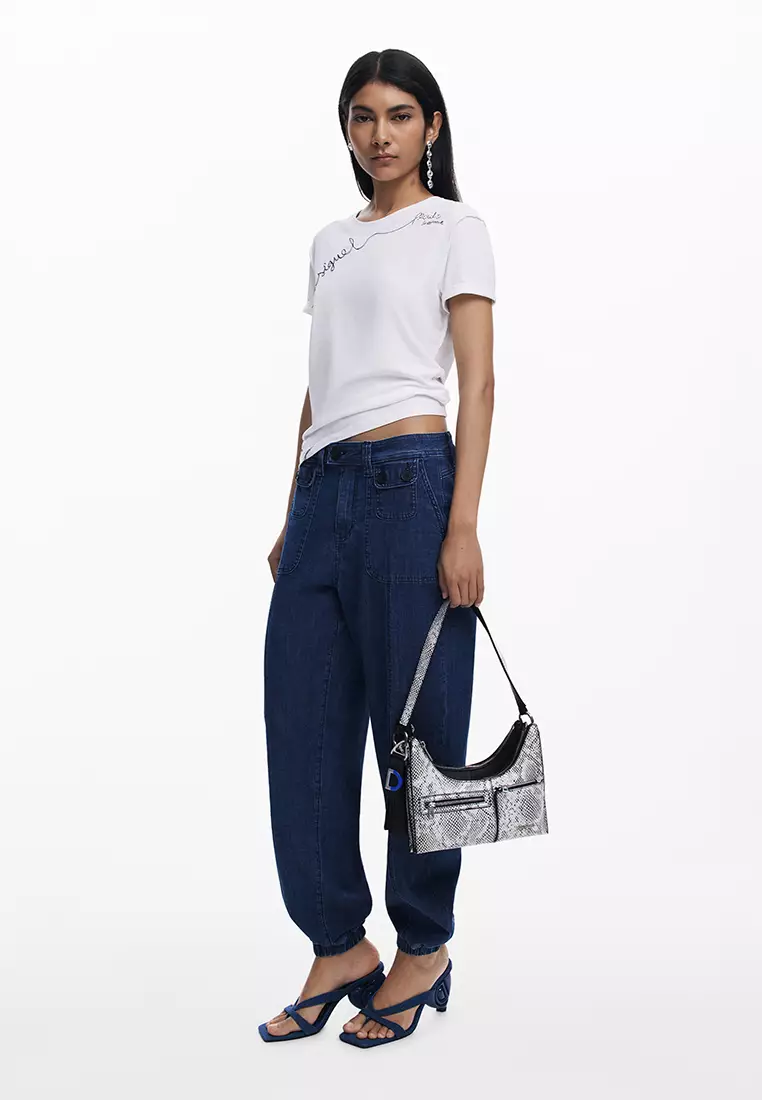 Small convertible animal print bag