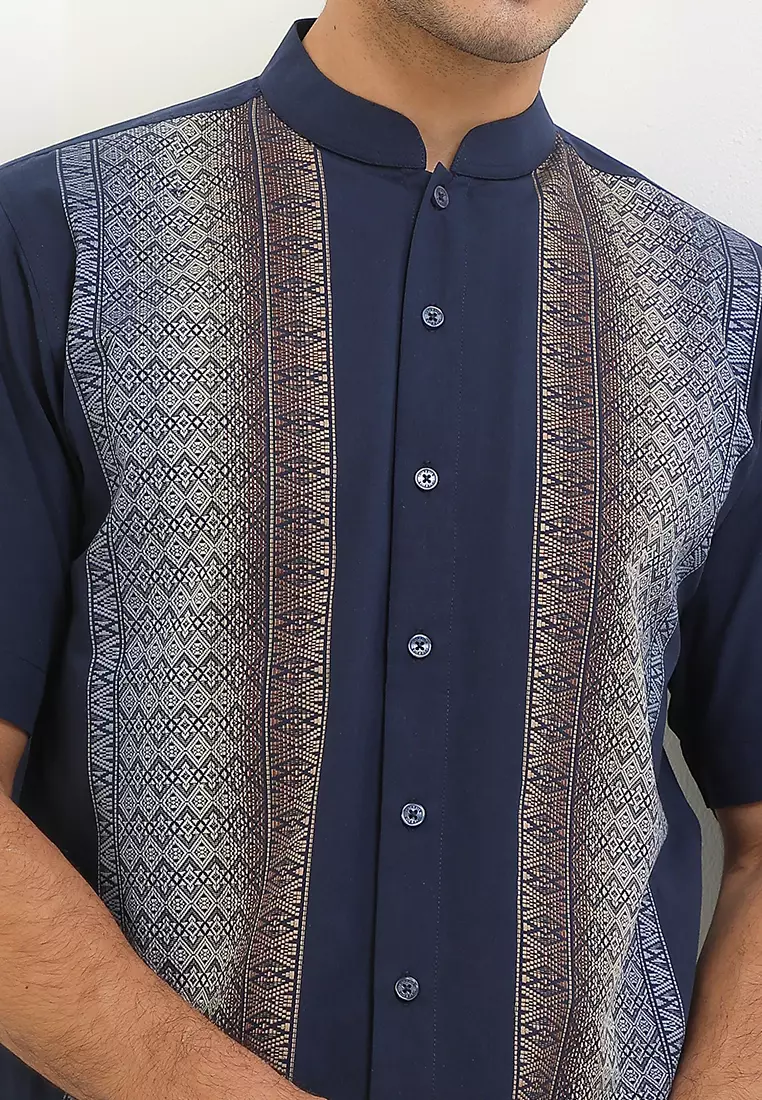 (Intresse x Sandiaga Uno Collection) Intresse Natuna Navy Long Sleeve Baju Koko