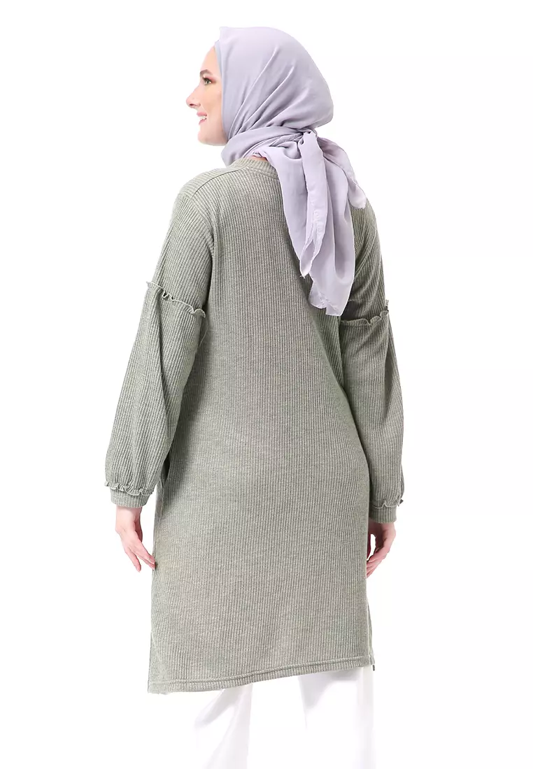 Layvina Tunik Polos Muslimah Lengan Panjang Premium High Quality Fashion - Sage