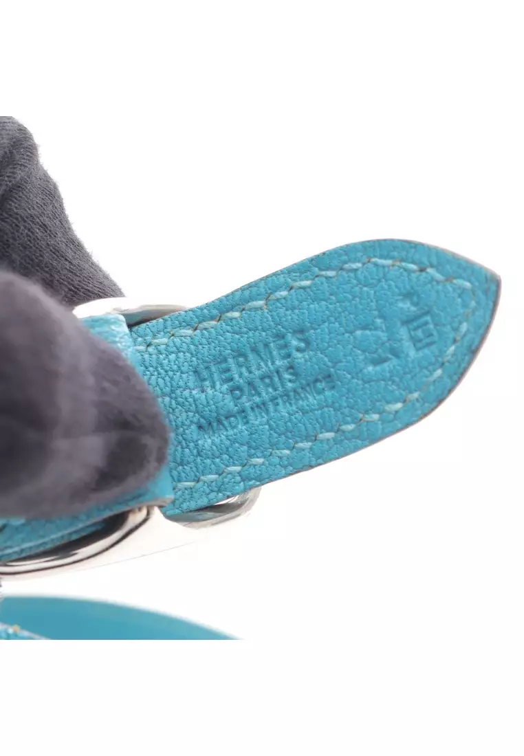 Pre-Loved Hermès Trim 24 one shoulder bag Chevre turquoise blue silver hardware □H stamp