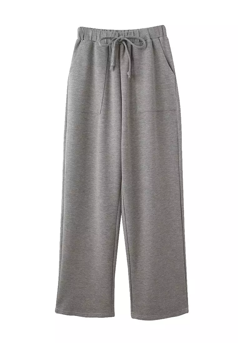 素色空氣棉腰鬆緊直筒褲《BA7663》