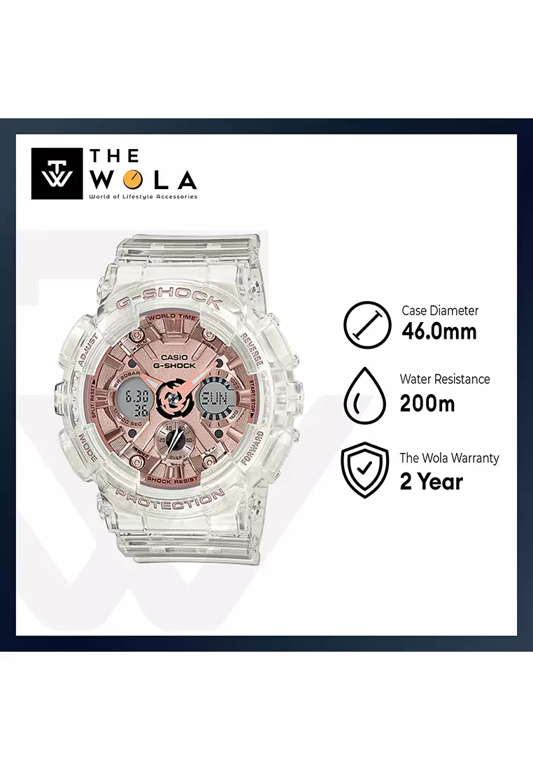 Women's Analog-Digital Watch GMA-S120SR-7A White Transparent Resin Band Sports Watch