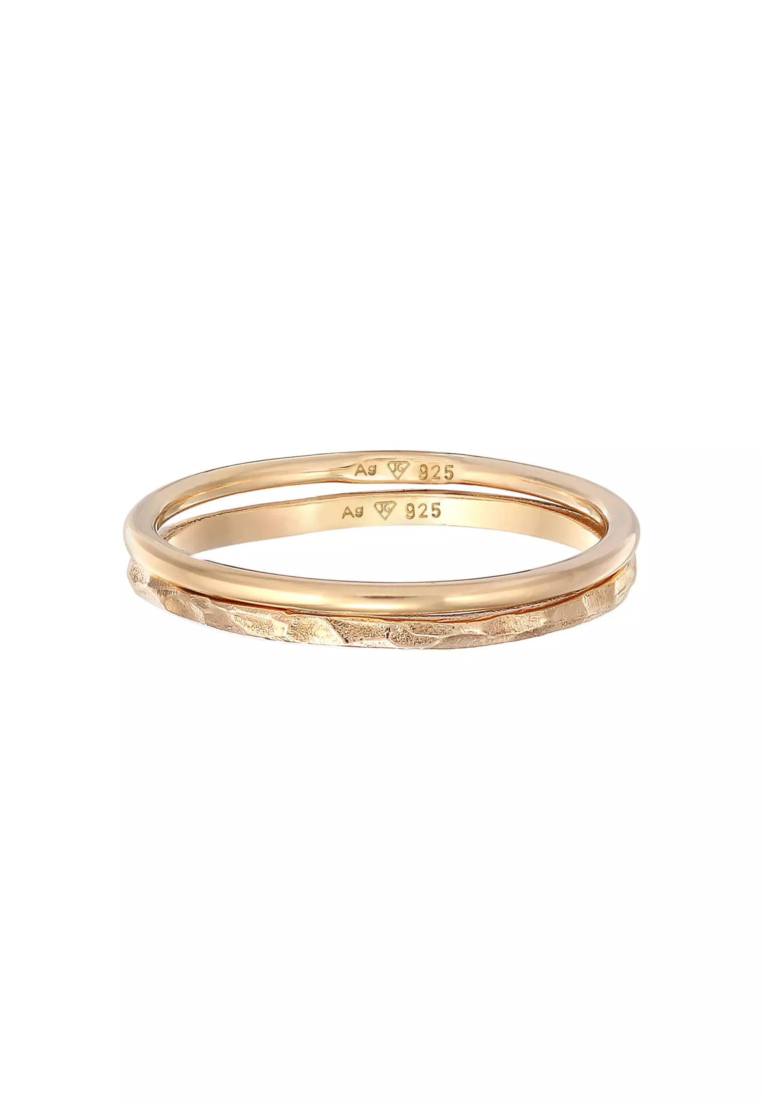 Ring Band Set Of 2 Stack Gold Plated