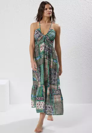 beach dress singapore Aylaya Singapore Maxi Dress In Light Blue Stripe Linen main image 0