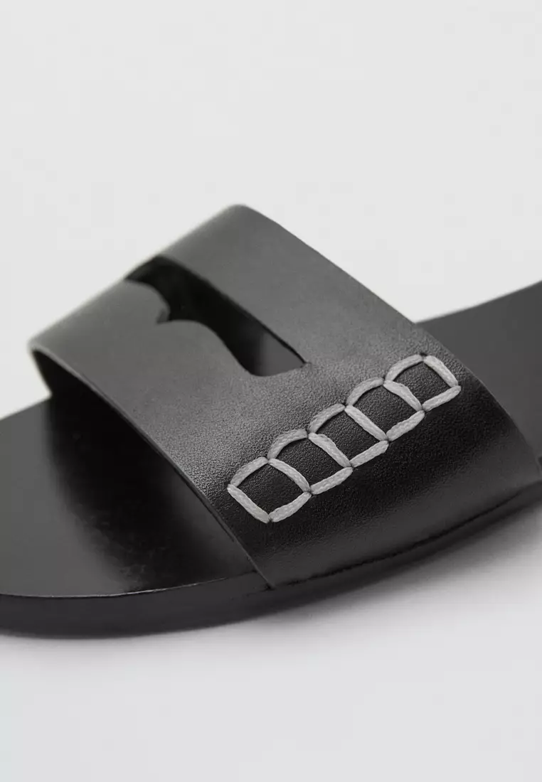 Leather Sandals With A Wide Strap